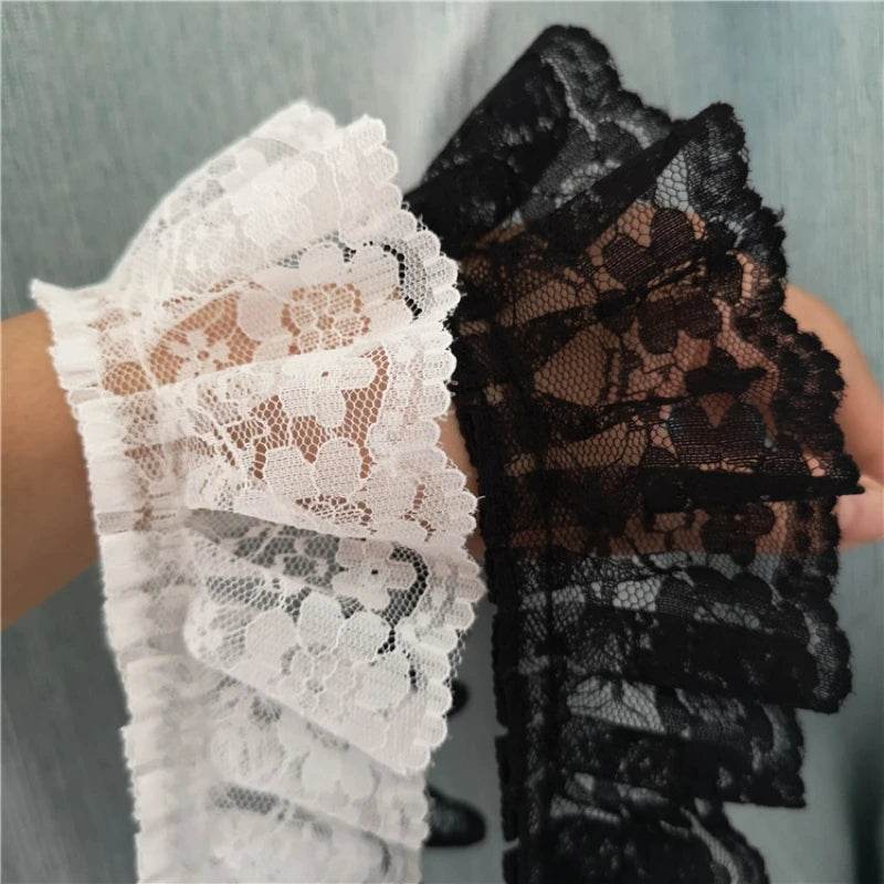 5.5CM Wide HOT Embroidery White Black 3D Flower Lace FabricTrim Ribbon DIY Sewing Applique Collar Dress Wedding Guipure Decor - P12 Hub Europe