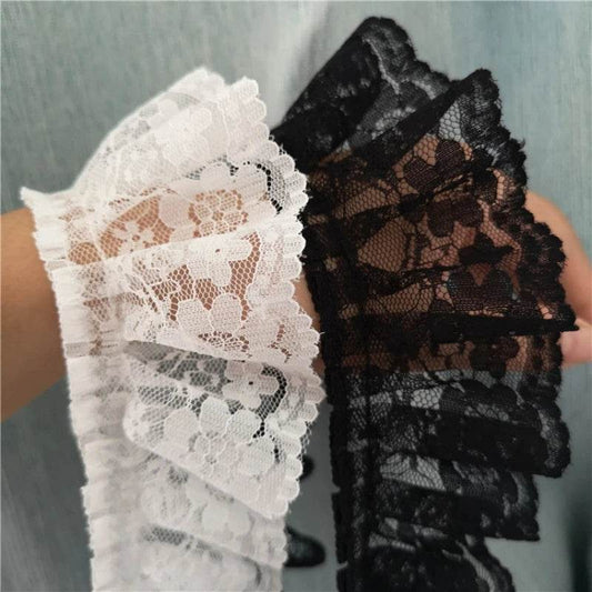 5.5CM Wide HOT Embroidery White Black 3D Flower Lace FabricTrim Ribbon DIY Sewing Applique Collar Dress Wedding Guipure Decor - P12 Hub Europe