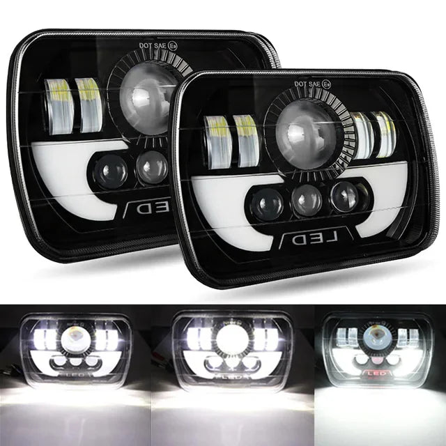 7x6'' 5X7 Inch Square Led Headlight Hi-Lo Beam Halo For Jeep Wrangler Motorcycle Car Off-road Truck