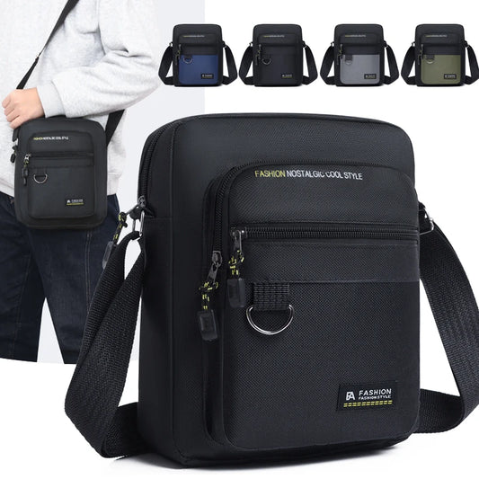 Men's Fashion Casual Oxford Leather Shoulder Bag Lightweight Elegant Small Messenger Handbag Stylish Purse for Men