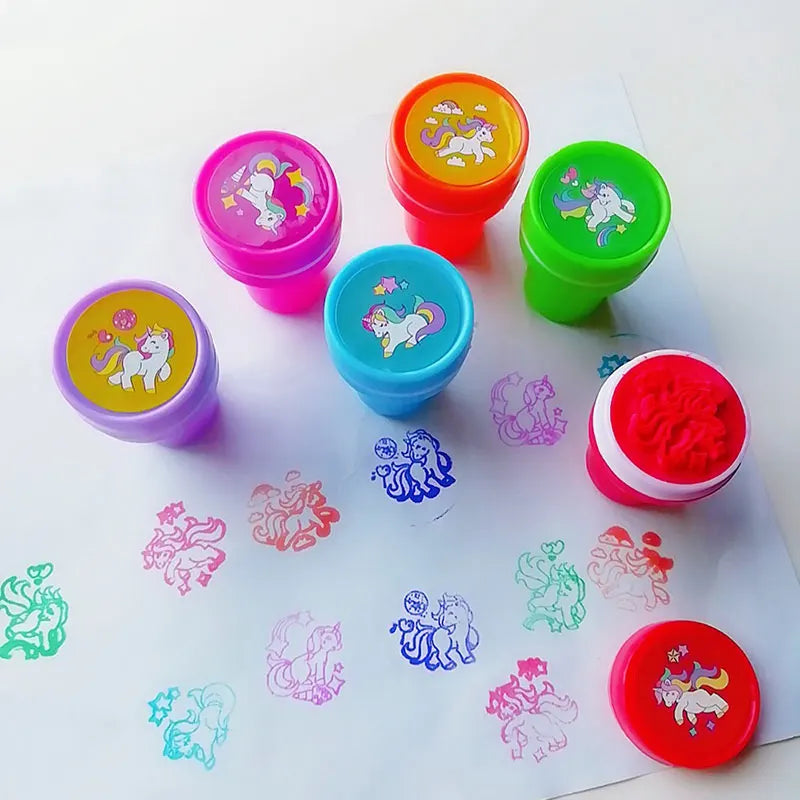 10pcs Assorted Stamps Self-ink Stamps Children Stamps Face Seal Scrapbooking DIY Painting Photo Album Decor for Kids