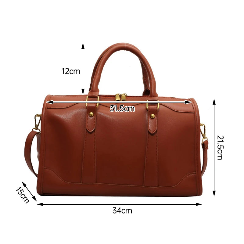 Large Capacity Tote Handle Bags Women Solid Artificial Leather Fashion Boston Crossbodybag Ladies Simple Travel Shoulder Bag