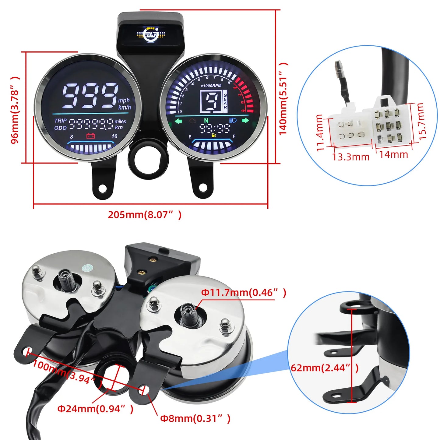 A Motorcycle Speed Tachometer For Suzuki GN 125 Digital Meter Assembly Speedometer Odometer Gauge Gear Indicator Instrument