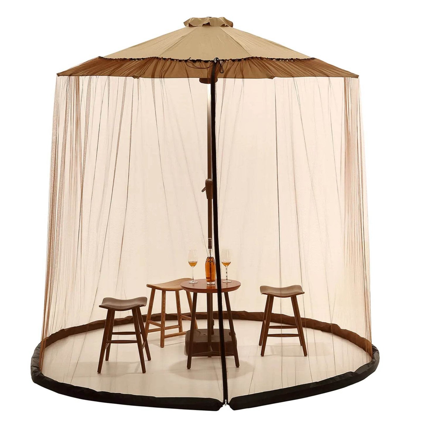 Parasols Net Adjustable Mosquito Net Cover Screen for Garden Umbrella Parasol Patio Table Bug Netting Cover with 2 Zipper Doors - P12 Hub Europe