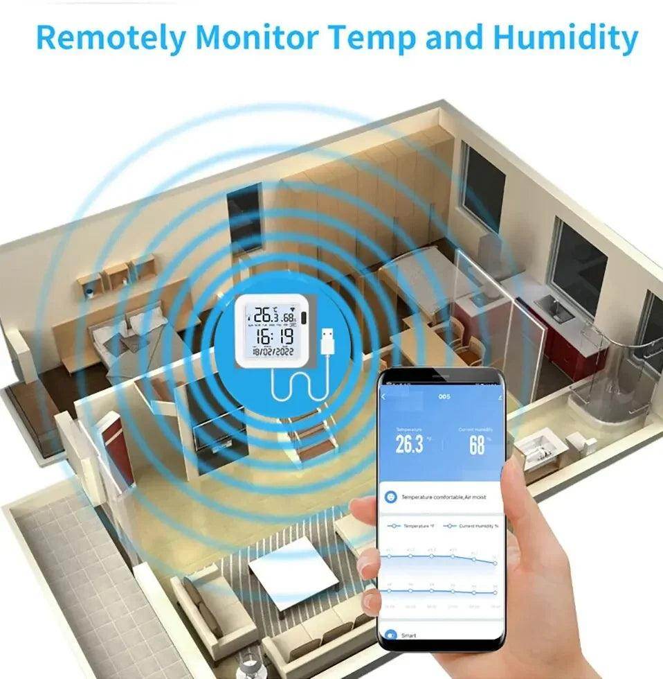WiFi Temp Humidity Sensor | LCD, Backlight, Smart Life - P12 Hub Europe