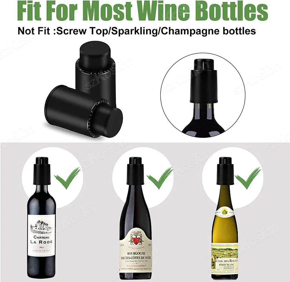 Wine Stopper With Vacuum Pump Bar Accessories Air lock Aerator Rubber Black Bottle Stopper Keep Wine Fresh Saver Sealing - P12 Hub Europe
