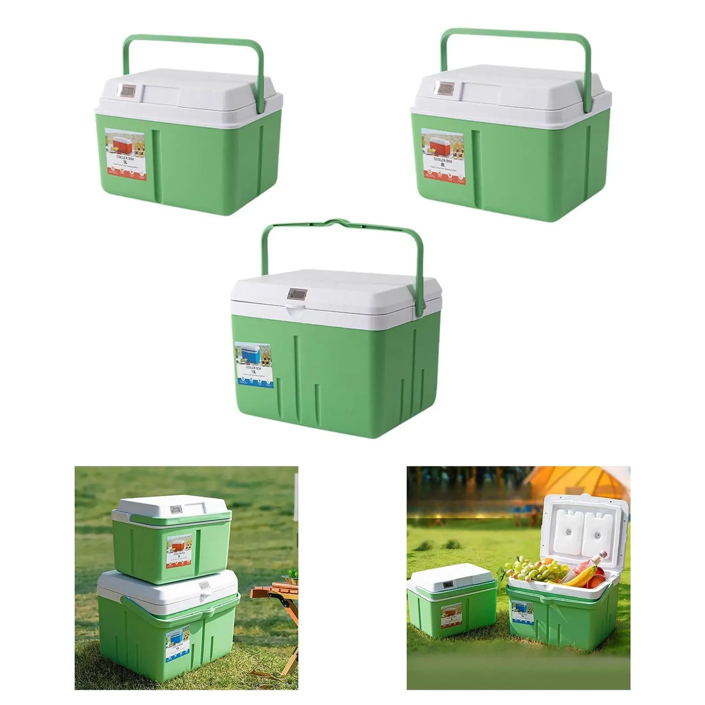 Camping Cooler Box Multifunctional for Beach, Sports with Lock Lid Lightweight Cold and Hot Insulated Case with Carry Handle