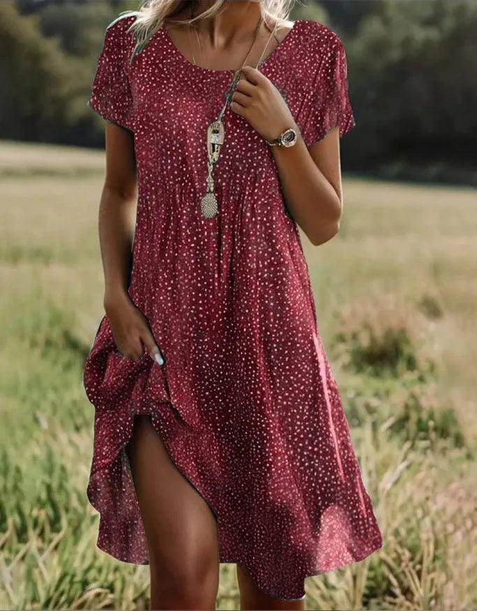 Floral Print Boho Beach Dress Casual Short Sleeve - P12 Hub Europe