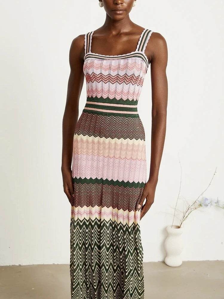 African Knitted Maxi Dress - Boho Vacation & Vintage Style - P12 Hub Europe