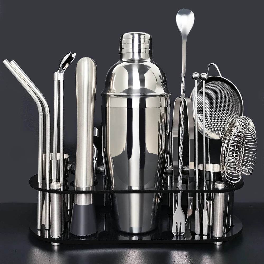 13-22Pcs 750ml 600ml Boston Cocktail Shaker Bar Tools Wine Mixer Set Bartender Cocktail Shaker Tool Kit with Holder - P12 Hub Europe