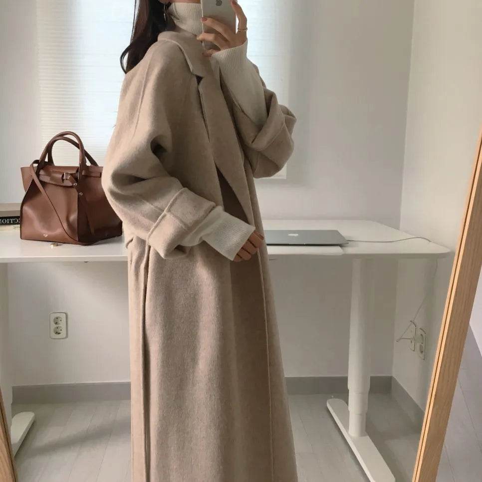 Warm Long Wool Blend Coat - P12 Hub Europe