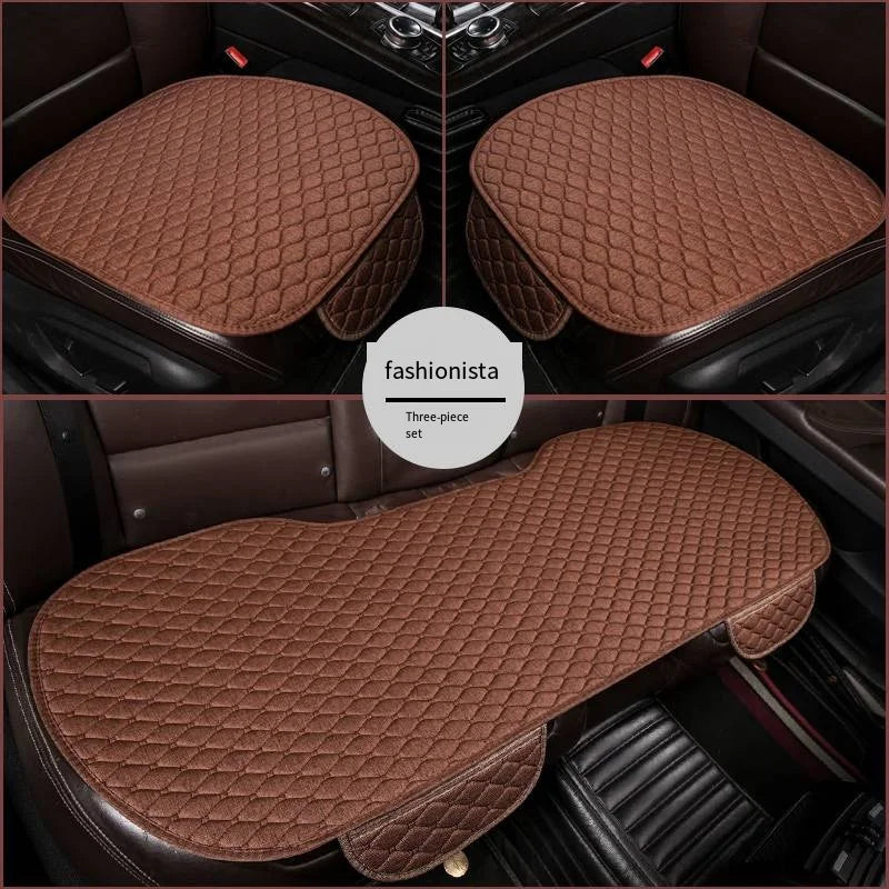 3Pcs Cotton and linen Car Seat Cover Set Universal Car Seat Cover Cushion All Season Car Seat Protector Interior Car Accessories