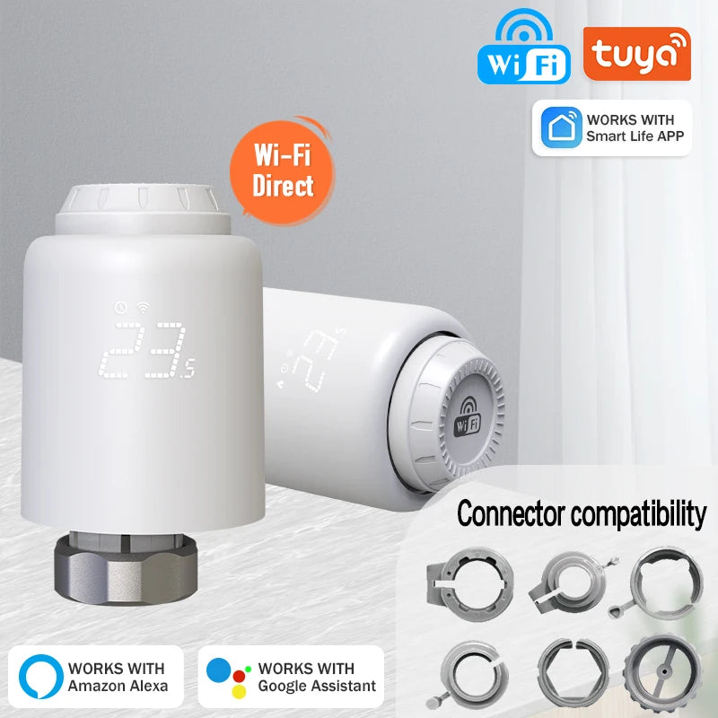 Tuya Smart Home Zigbee 3.0 Smart Thermostatic Radiator Valve Head Zigbee Thermostatic Valves TRV  Compatible  Google Home  Alexa