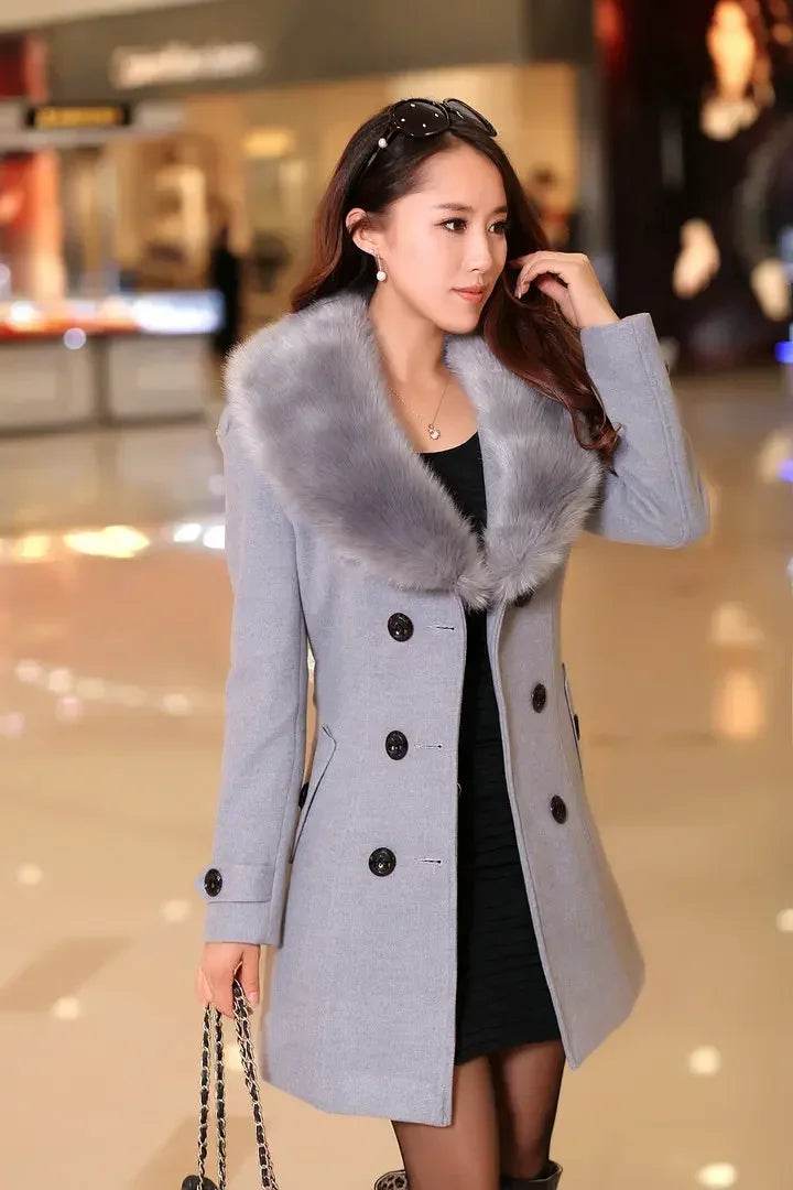 Warm Korean Fur Collar Coat - P12 Hub Europe