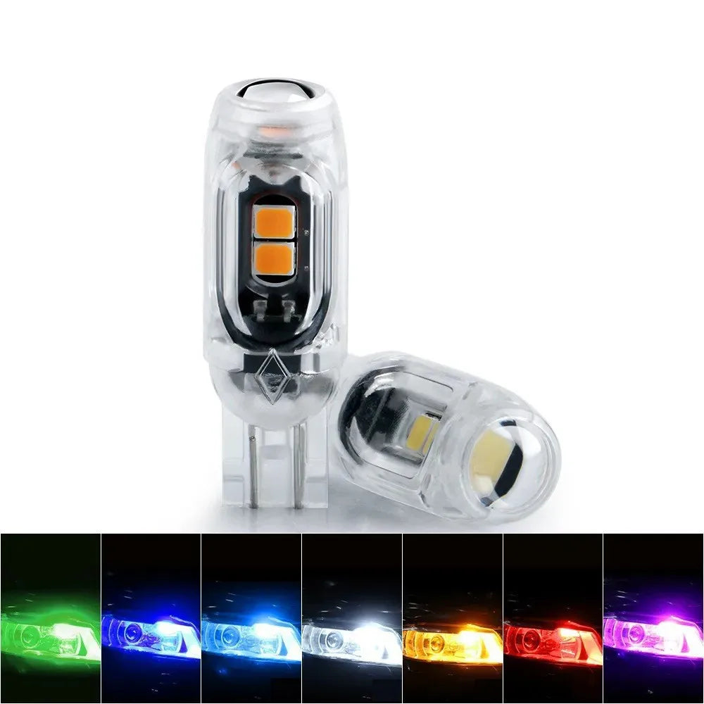 10pcs T10 LED Bulb 2835 5SMD Canbus 168 194 6000K 12V White Car Interior Dome Map Light Clearance Lights Acrylic Transparent