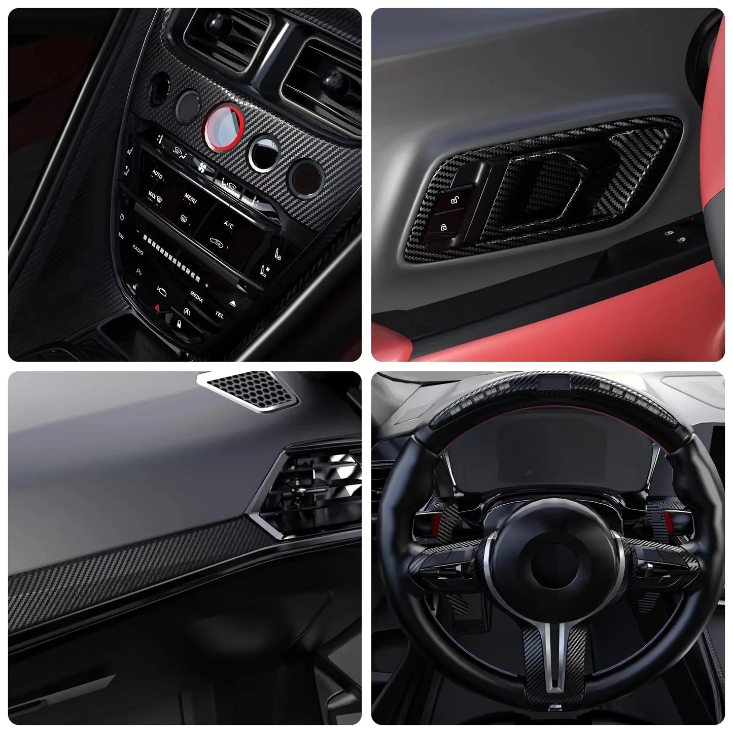 Carbon Fiber Car Stickers Self-adhesive Automotive Wrap Tape Matte Black Protective Car Film 3D Vinyl Door Strip Accessories