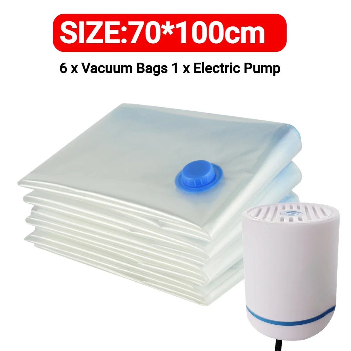 7 Sizes Reusable Vacuum Bags with Electric Pump Vacuum Compression Sealer Bag Mini Vacuum Sealer Machine for Clothes Organizer