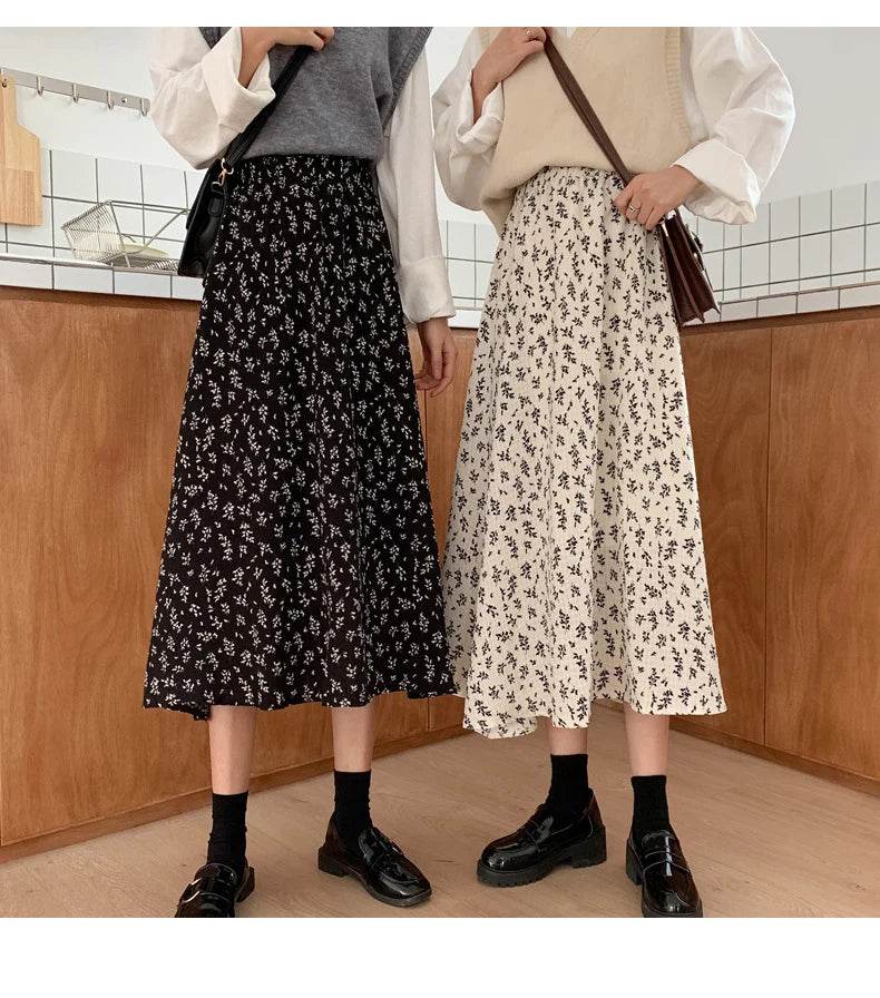 Women's Vintage Floral Midi Skirt - P12 Hub Europe