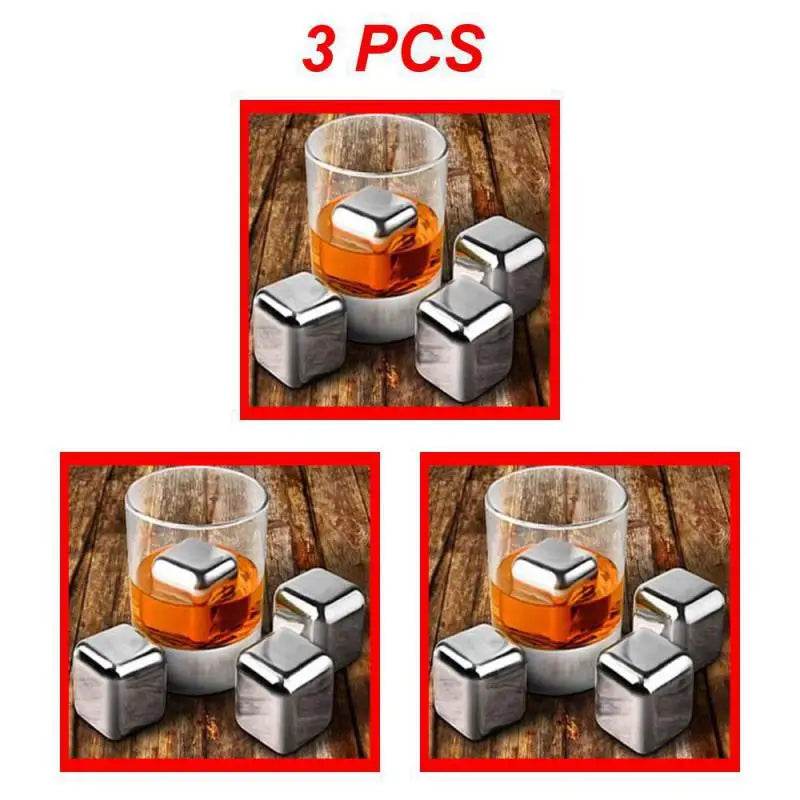 1-8PCS Stainless Rocks Whisky Stones Cubes Set Reusable Chilling Stones For Whiskey Wine Cooling Chilling Party Bar Tool - P12 Hub Europe