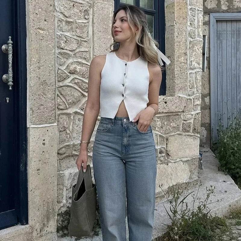 Women Cropped Knit Vest - P12 Hub Europe