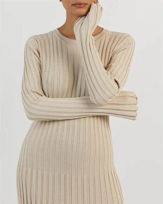 Knit Lace-Up Maxi Dress Autumn High Waist - P12 Hub Europe