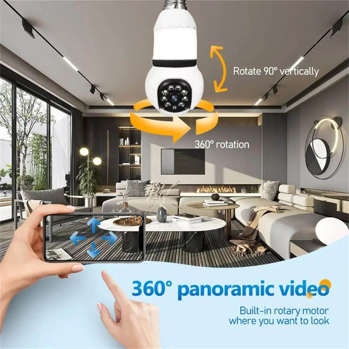 Outdoor WiFi Bulb Camera 8MP E27, AI Track, Color Night - P12 Hub Europe
