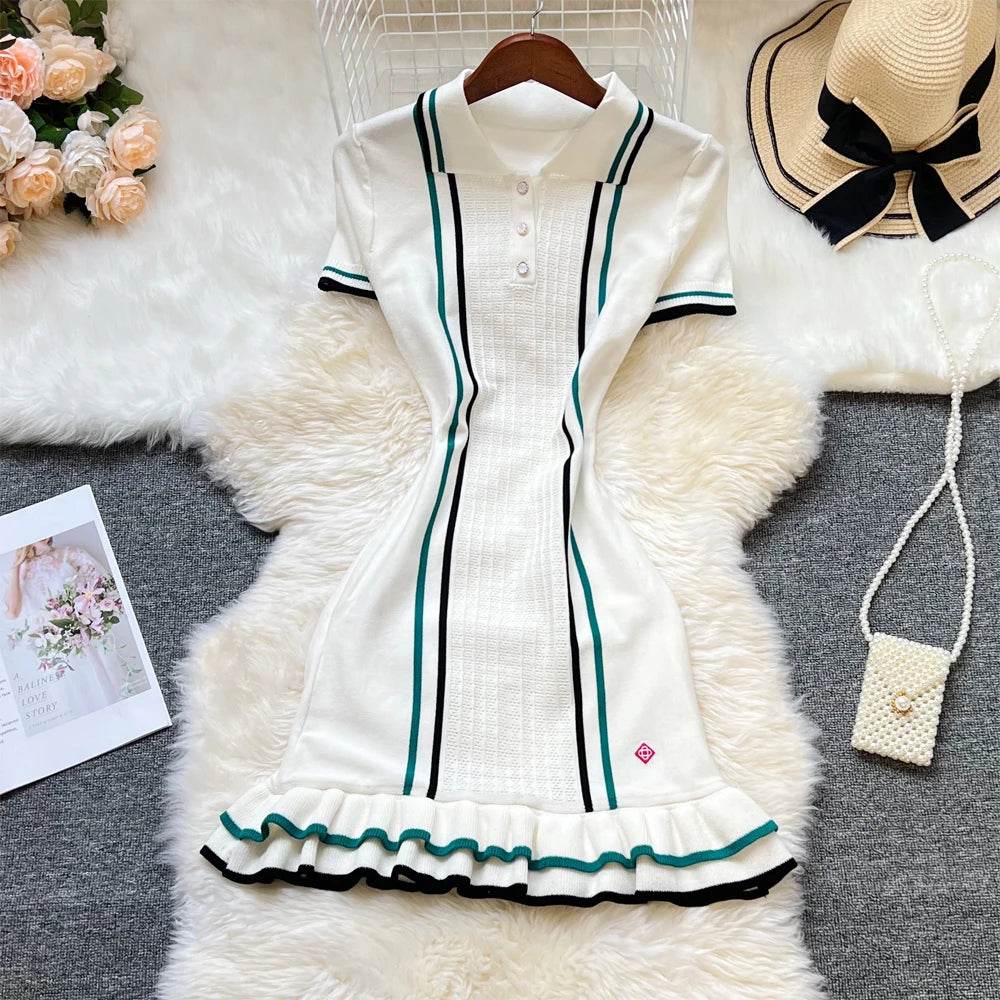 Knitted Mini Dress - Hot Ruffled Streetwear - P12 Hub Europe