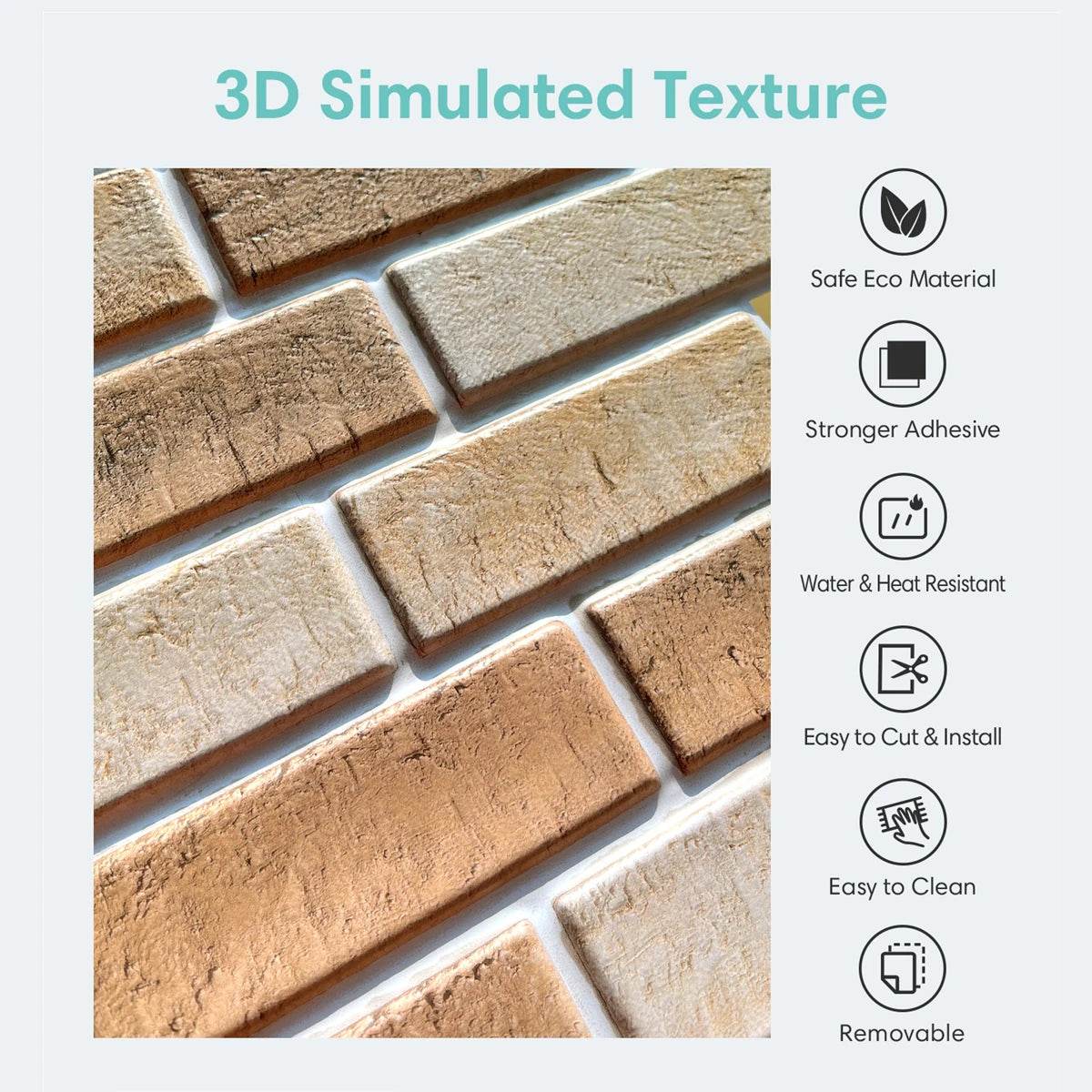 3D Wall Sticker Self-adhesive Faux Brick Wall Panel Peel and Stick Tile Backsplash for Kitchen Bedroom Waterproof Tile Sticker - P12 Hub Europe