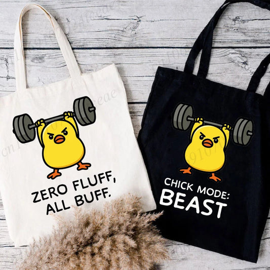 Funny Workout Gym Graphics Women Handbags Humor Duck Shoulder Bag Fashion Chick Lifting Weights Tote Shopping Bag for Ladies