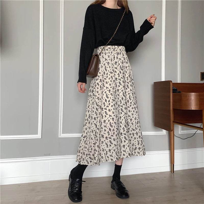 Women's Vintage Floral Midi Skirt - P12 Hub Europe