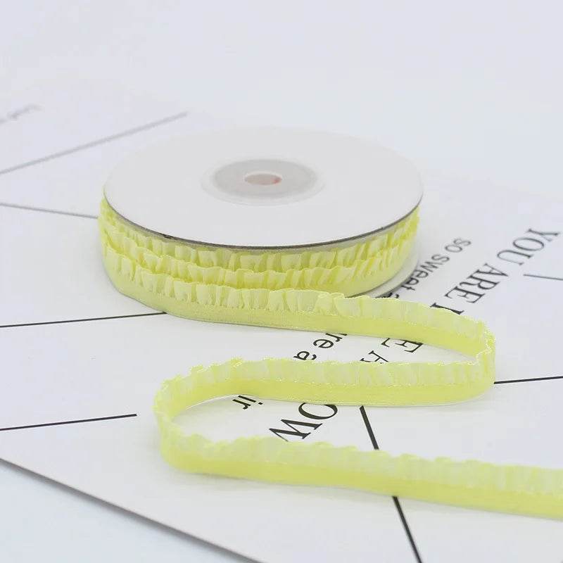5yards 1cm Pleated Stretch Lace Trim Ribbon Ruffled Elastic Band Headdress Gift Box Bow Decorative DIY Craft Supplies - P12 Hub Europe
