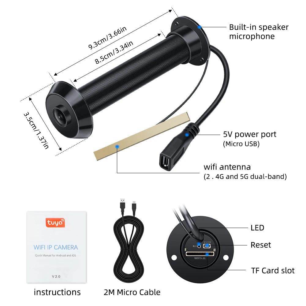 Peephole Camera | 1080P, 170° View, 2.4G/5G WiFi, Motion - P12 Hub Europe