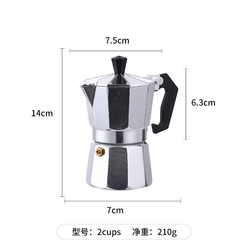 Moka Pot Italian Coffee Machine Espresso Aluminum Geyser Coffee Maker Kettle Latte Stove Classic Coffee Barista Accessories