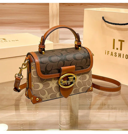 New minimalist and fashionable small handbag, contrasting color women's bag, high-end carriage crossbody bag, portable box bag