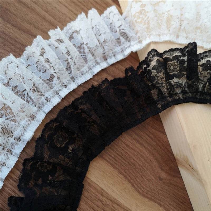 5.5CM Wide HOT Embroidery White Black 3D Flower Lace FabricTrim Ribbon DIY Sewing Applique Collar Dress Wedding Guipure Decor - P12 Hub Europe
