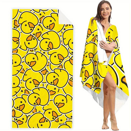 Extra large quick-drying microfiber beach towel with chic duck design - super absorbent, lightweight and stylish - P12 Hub Europe