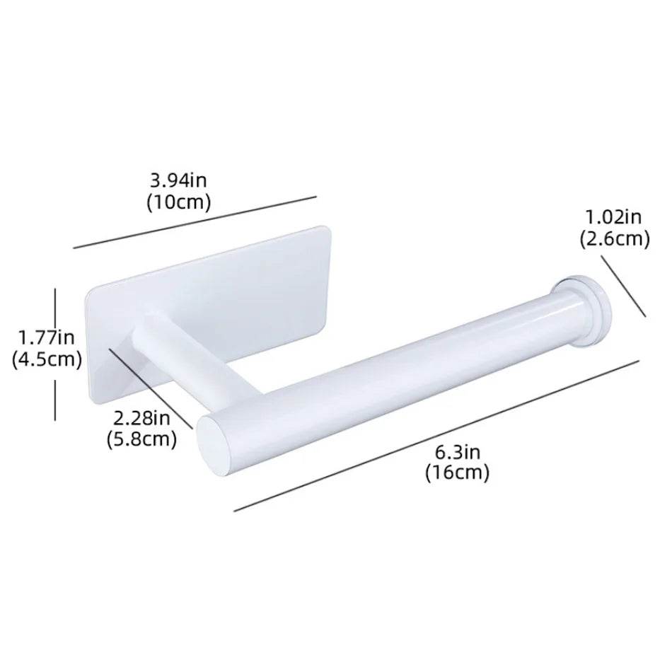 Stainless Steel Paper Holder White Adhesive Wall Mount Stand Kitchen Bathroom Toilet Paper Towel Tissue Roll Shelf Brushed Gold - P12 Hub Europe