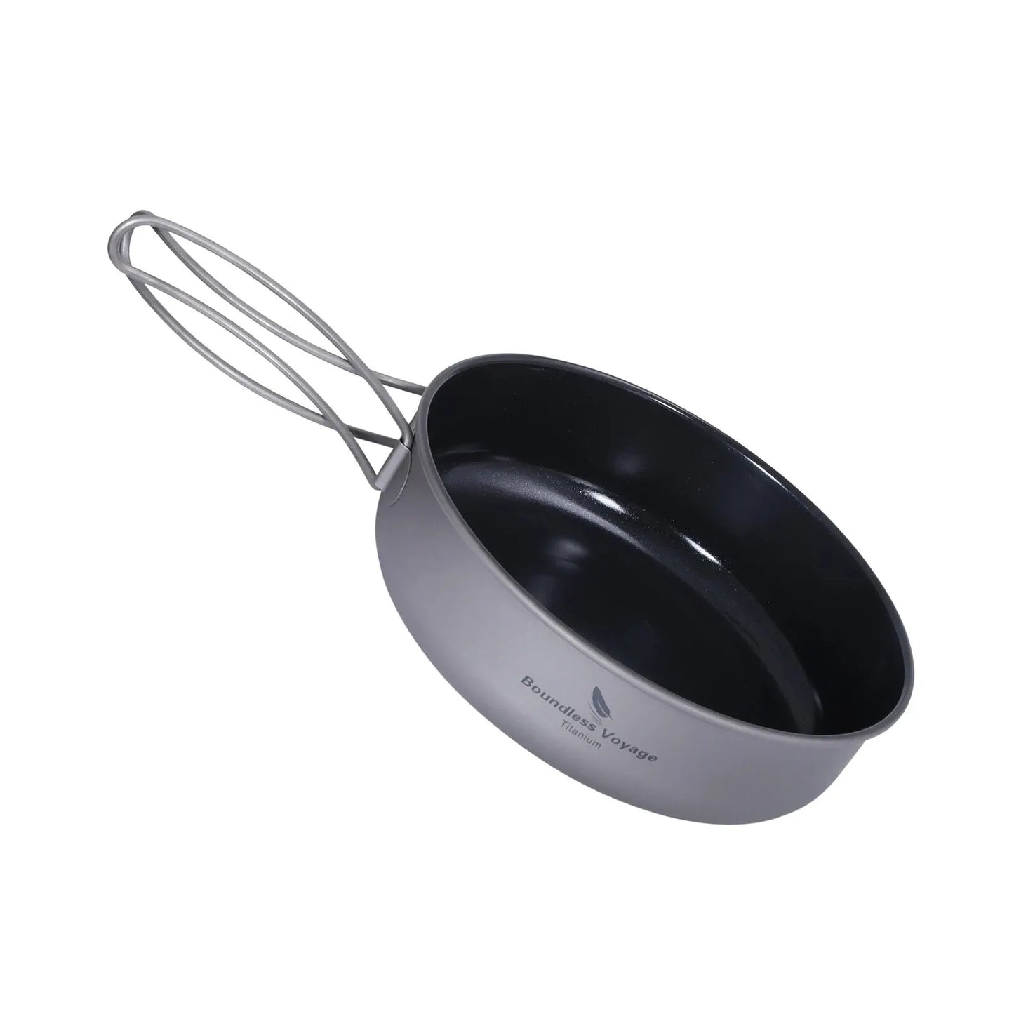 Boundless Voyage Titanium Non-stick Frying Pan with Ceramic Coating and Folding Handle Outdoor Camping Picnic Plate Dish
