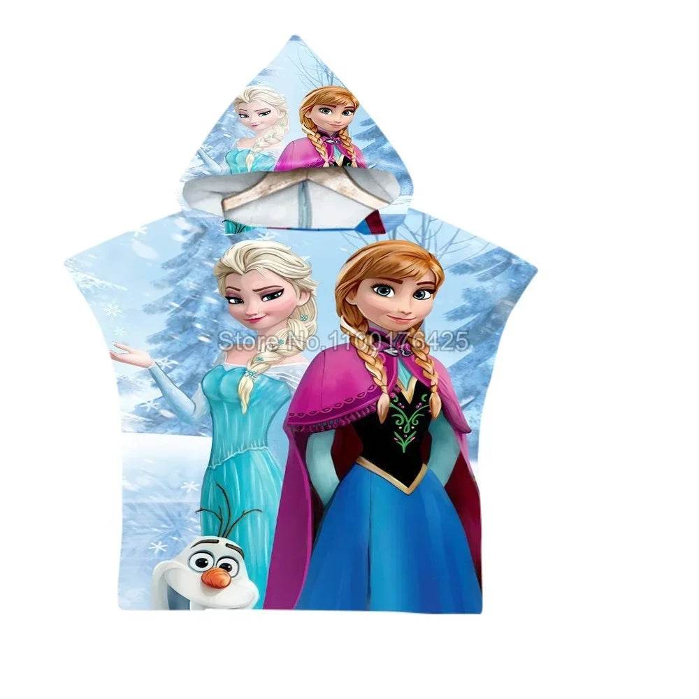 Cute Frozen Elsa Anna Baby Hooded Beach Bath Towel Princess Beach Pool Swimming Shower Absortbent Poncho Towel Bathrobe - P12 Hub Europe