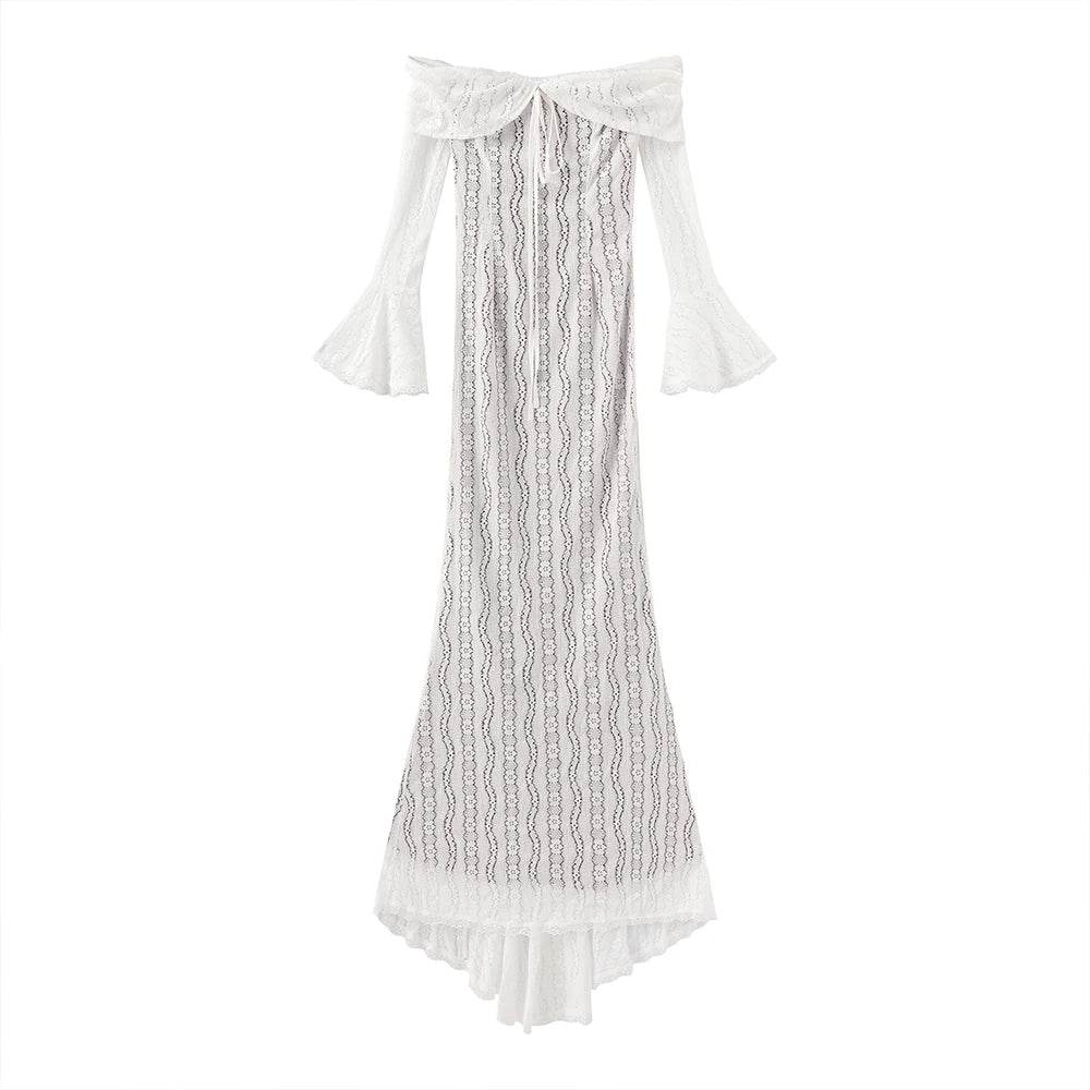 White Off Shoulder Lace Maxi Dress - Wedding Guest - P12 Hub Europe