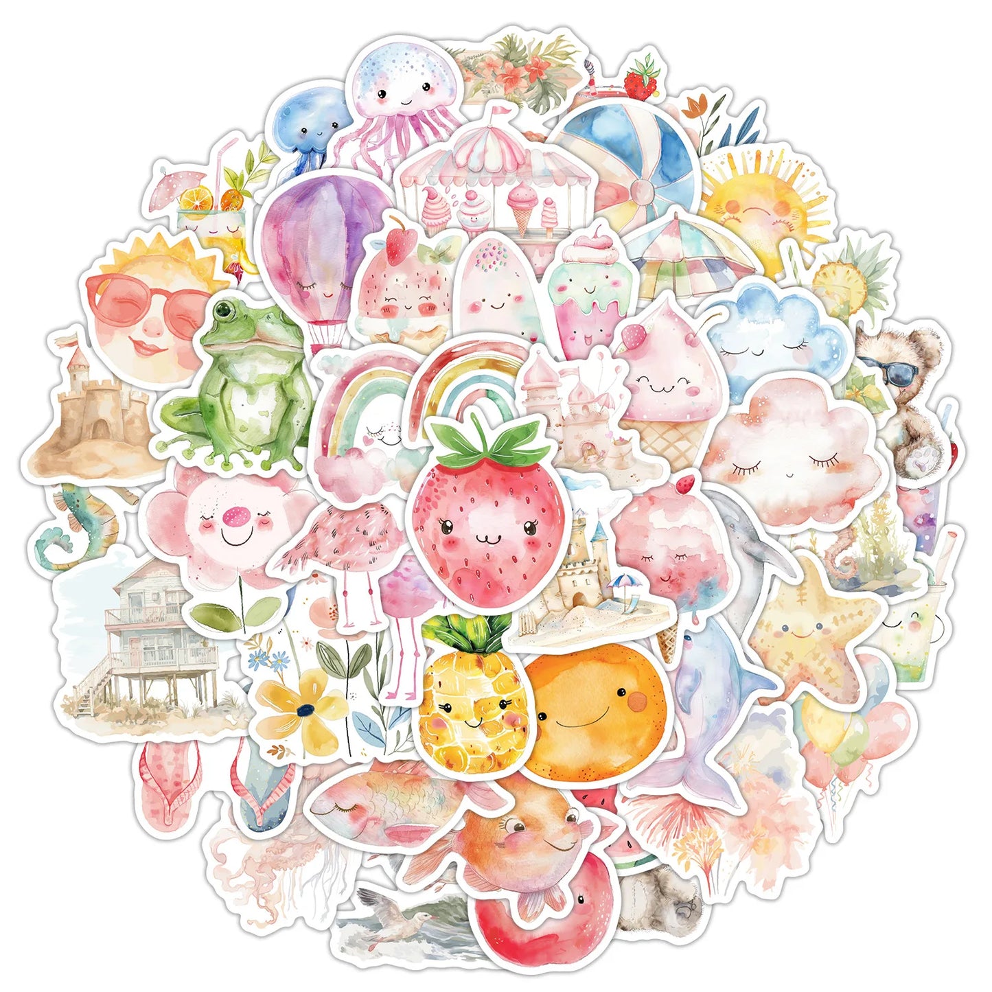 10/50PCS Cool Summer Day Stickers Cartoon Kids Toys Avoid Summer Heat Graffiti Decals Laptop Guitar Car Bike Cartoon DIY Sticker