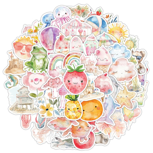 10/50PCS Cool Summer Day Stickers Cartoon Kids Toys Avoid Summer Heat Graffiti Decals Laptop Guitar Car Bike Cartoon DIY Sticker
