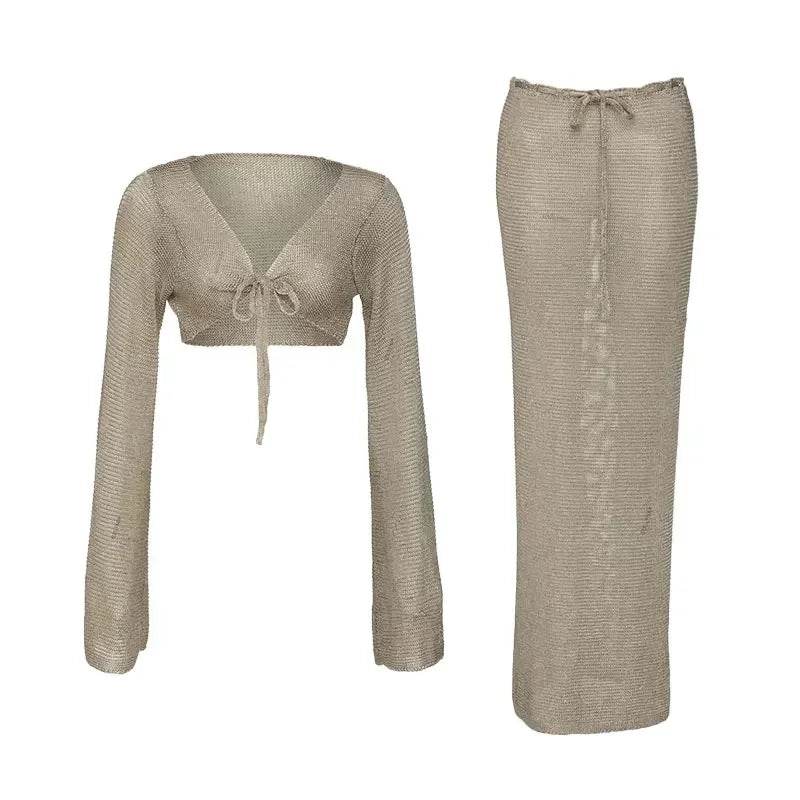 Sexy Gold Knit Skirt Set - P12 Hub Europe