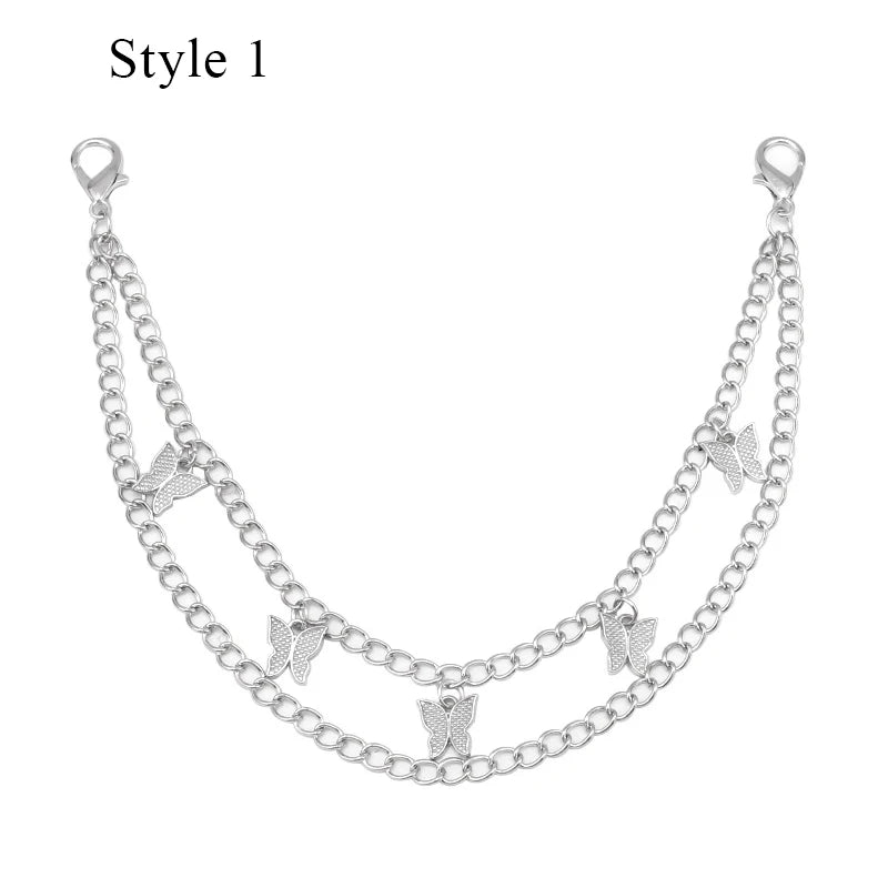 Multi-layer Metal Bag Chain DIY Handles Butterfly Heart Star Pendant Shoulder Bag Chain Replacement Bag Accessories Pearl Chain