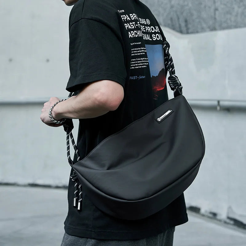 Japanese Sling Bag for Men, Waterproof Lightweight Crossbody Bag, Sports Travel Shoulder Bag Fit 12.9 inch iPad