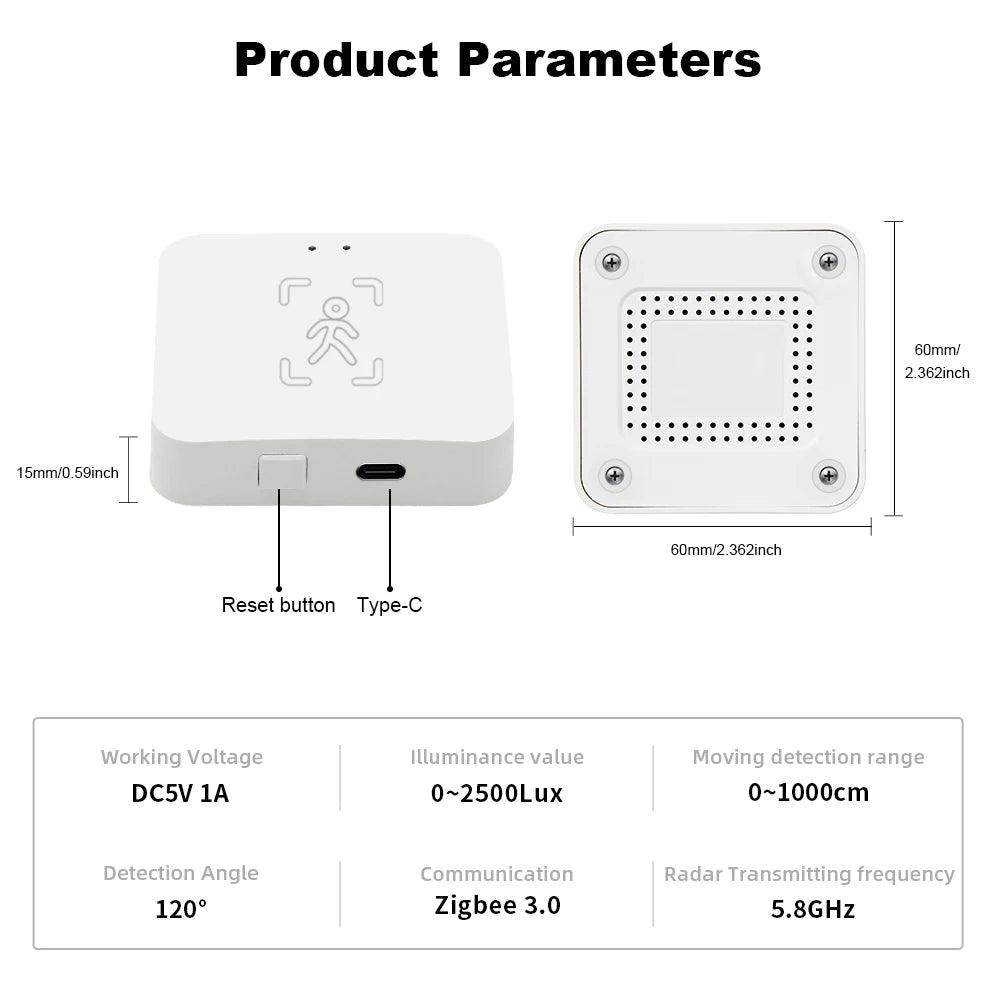 Human Presence Detector, Zigbee Radar | Smart Home Motion Sensor - P12 Hub Europe