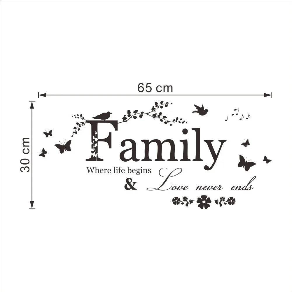 Family Love Never Ends Quote Vinyl Wall Decal Wall Lettering Art Words Wall Sticker Home Decor Wedding Decoration Living Room - P12 Hub Europe