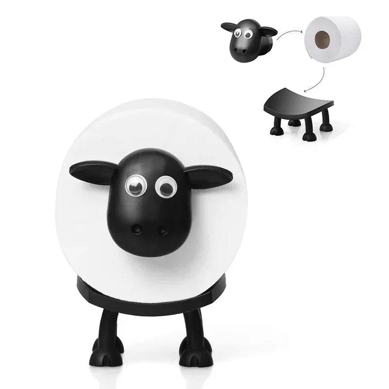 1/3PCS Sheep Toilet Roll Holder Funny Toilet Paper Holder Free Standing Bathroom Set Black Sheep Roll Rack Cute Bathroom Decor - P12 Hub Europe