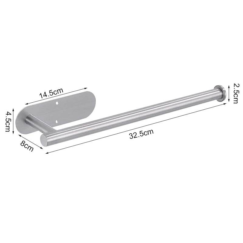 Self Adhesive Toilet Paper Towel Holder Punch-free Roll Paper Holder Kitchen Hook Storage Holder Stainless Steel Wall Mount - P12 Hub Europe