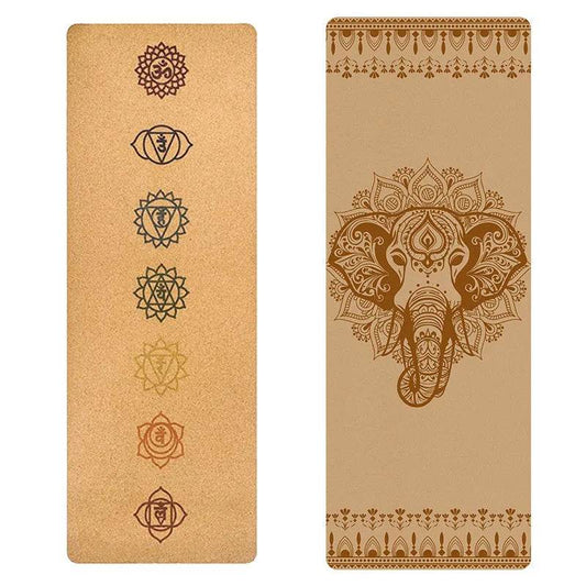 183X68X05Cm Natural Cork Tpe Yoga Pad Posture Line -
